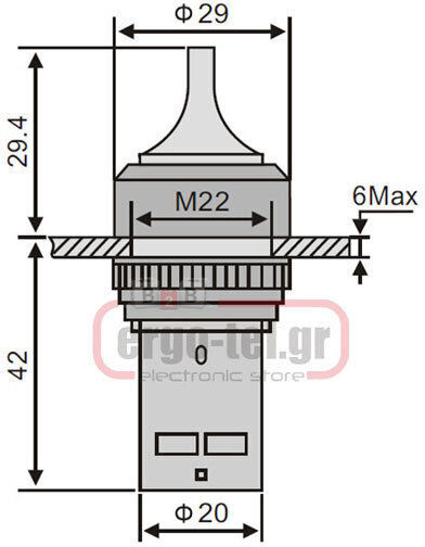 Xindali SB7-CK2462 On-Off switch Rotary with Lighting Red 1pcs