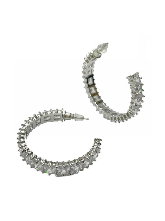 Tatu Moyo Earrings Hoops made of Silver with Stones