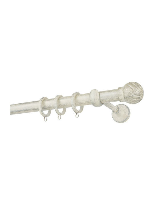 Zogometal Μεταλλικό Κουρτινόξυλο Rustique Collection Μονό Φ25mm 240εκ. Κρεμ Πατίνα Ασημί