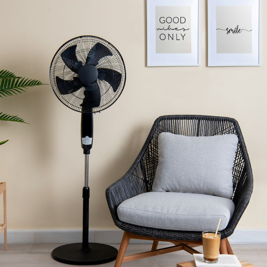 Izzy IZ-9033 Ventilator Sockel 70W Lüfterdurchmesser 40cm mit Fernbedienung Schwarzer