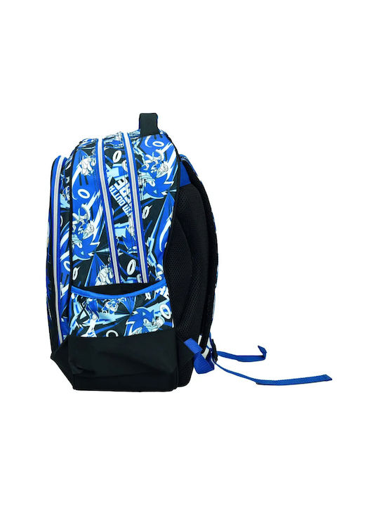 Gim Sonic The Hedgehog Classic School Bag Backpack Elementary, Elementary Black with Water Bottle Holder 27Liters