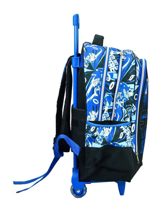 Gim Sonic The Hedgehog Classic School Bag Trolley Elementary, Elementary Black with Water Bottle Holder