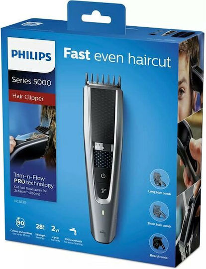 Philips Series 5000 Rechargeable Hair Clipper Silver/Black HC5630/15