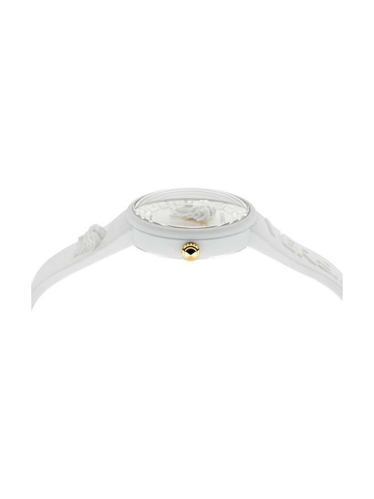Versace Γυναικείο Ρολόι 39mm Μπαταρίας με Λευκό Καουτσούκ Λουράκι