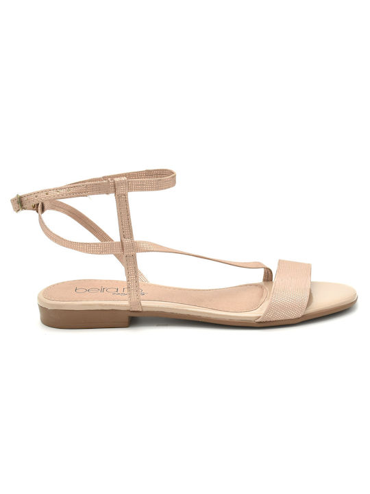 Beira Rio Women's Flat Sandals in Beige Color