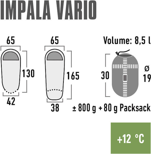 High Peak Sleeping Bag Kids Summer Impala Vario