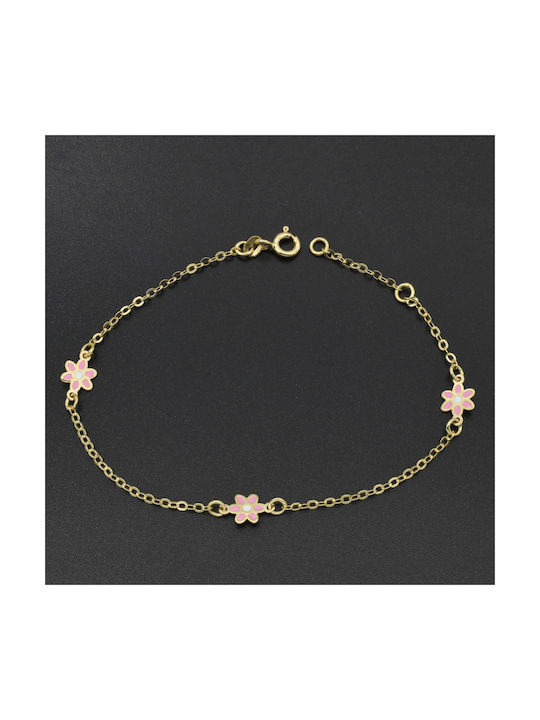 Kids Bracelet Chain from Gold 9K with Flower