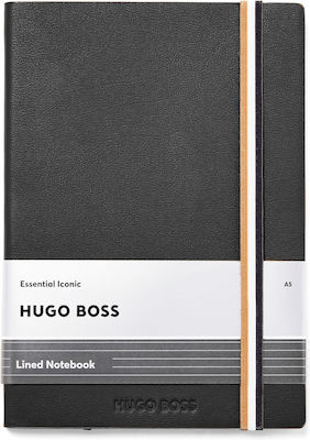 Hugo Boss Iconic Notizbuch A5 Geregelt mit Gummiband Schwarz