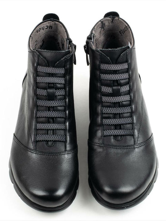 Leder Stiefeletten Damen Schwarz