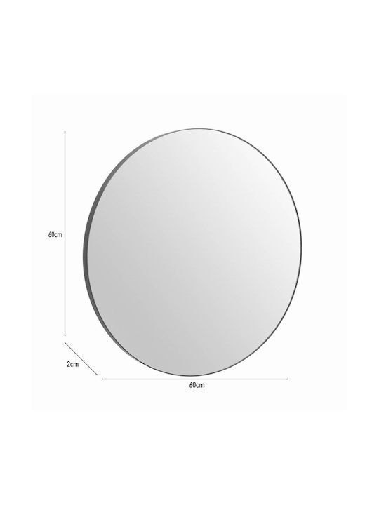 Click Wall Mirror with Black Metallic Frame Diameter 60cm 1pcs