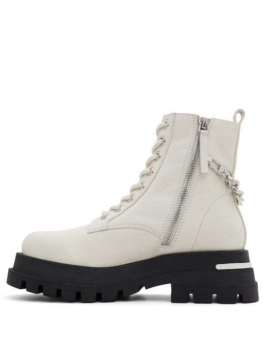 Aldo GRANDEUR Women's Leather Combat Boots White