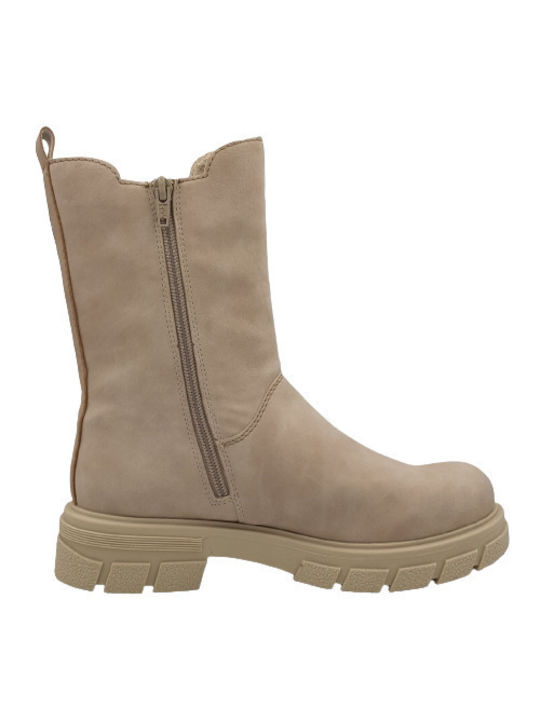 Rieker Leder Damen Knöchelstiefel Beige