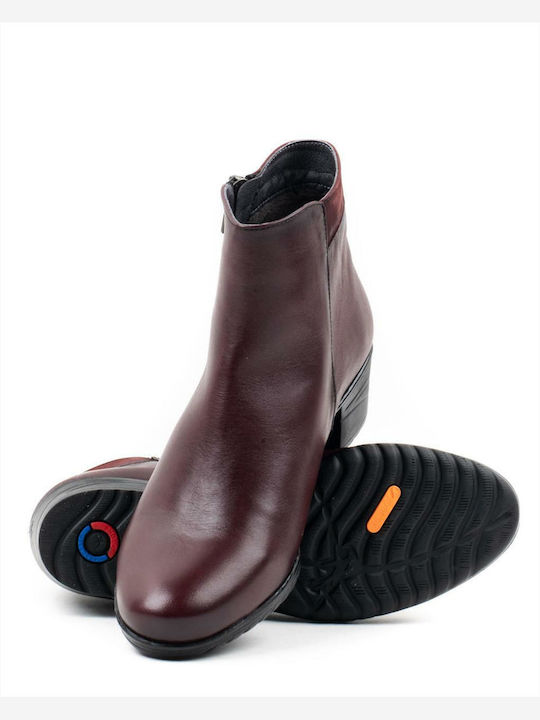 Leder Stiefeletten Damen Burgundisch