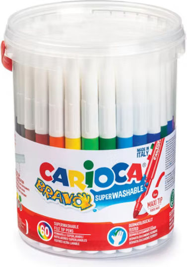 Carioca Bravo Drawing Markers Thick Washable Set 60 Colours