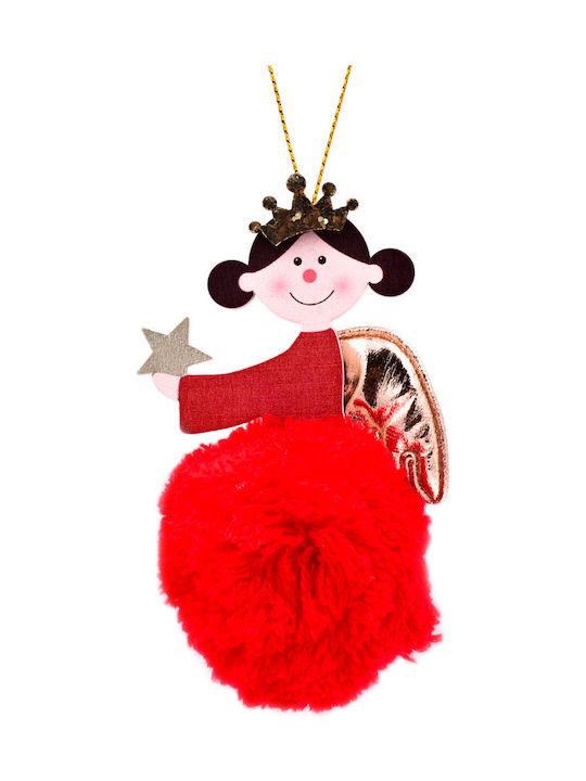 Christmas Wooden Angel Ornament Red