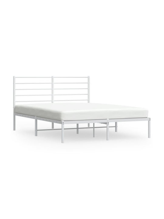 Κρεβάτι Διπλό Μεταλλικό Λευκό με Τάβλες για Στρώμα 150x200cm
