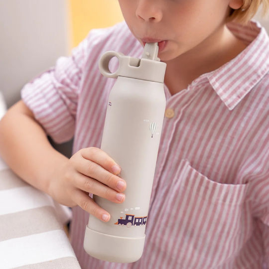 Citron Kids Water Bottle Thermos Stainless Steel with Straw Non Spill Gray 350ml