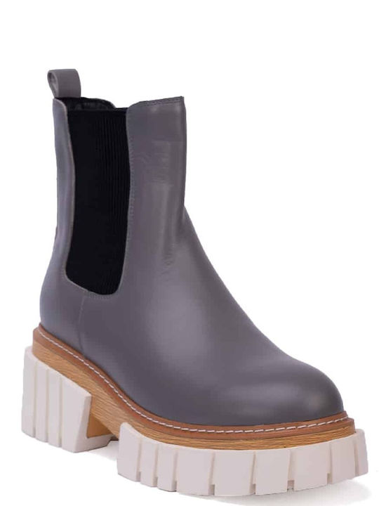 Favela Leder Damen Knöchelstiefel Gray