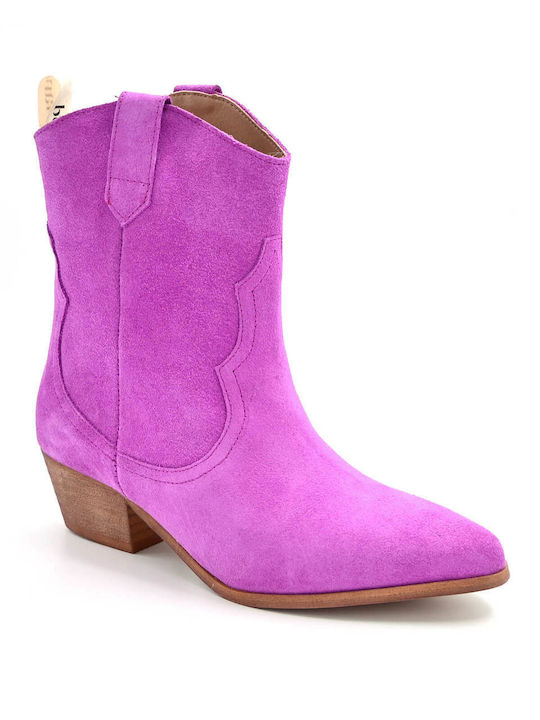 Belang Women's Suede Cowboy Boots Pink