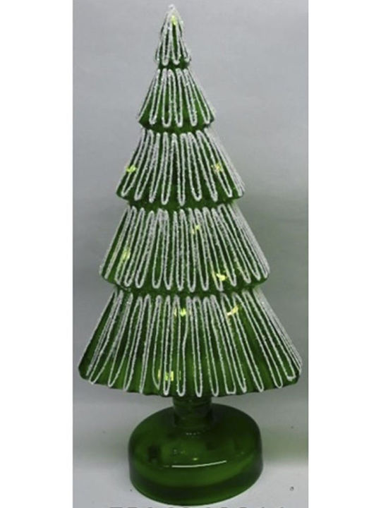 Iliadis Christmas Decorative Glass Tree 28cm Battery Green