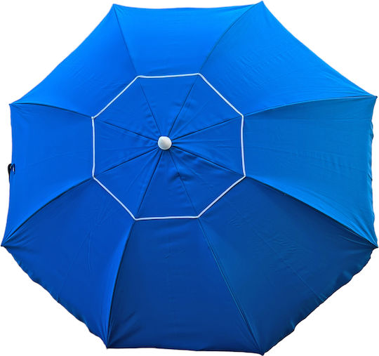 Mega Bazaar Folding Beach Umbrella Aluminum Diameter 2.3m with UV Protection and Air Vent Blue ΜΒ