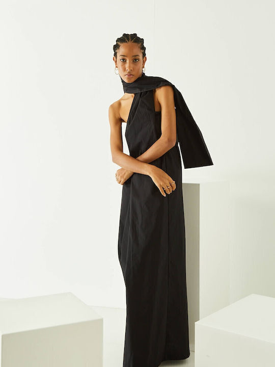 Summer Maxi Evening Strapless Black Dress