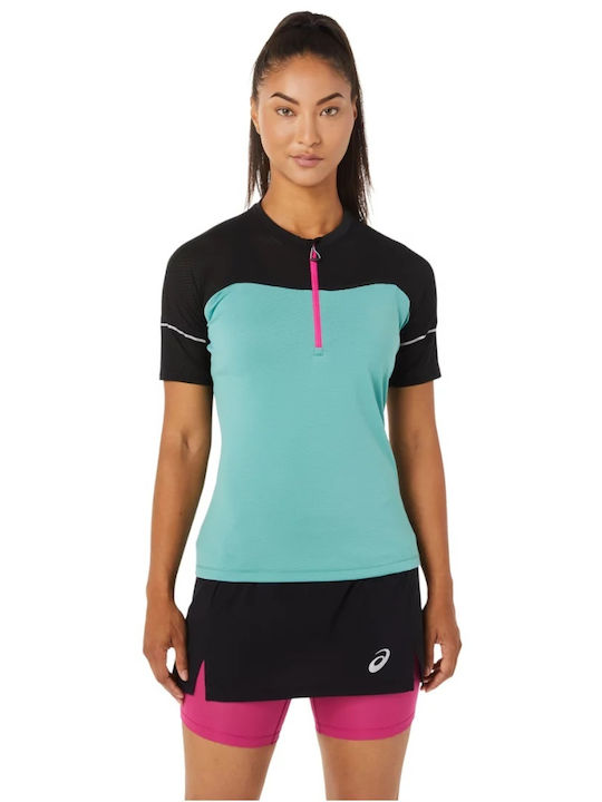 ASICS Fujitrail Women's Athletic Blouse Short Sleeve Turquoise