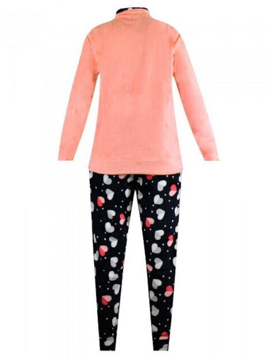 Karelpiu Set Top & Bottom Kids Winter Fleece Pyjamas Pink