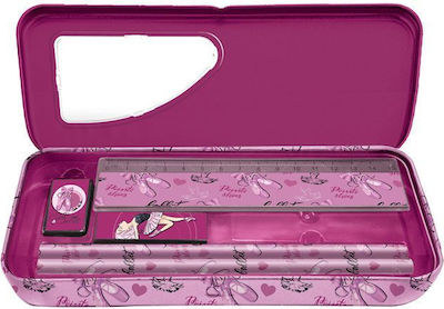 Graffiti Ballerina Pencil Case Full Metal with 1 Compartment Pink