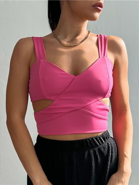 Chica Damen Sommer Bluse Ärmellos Rosa