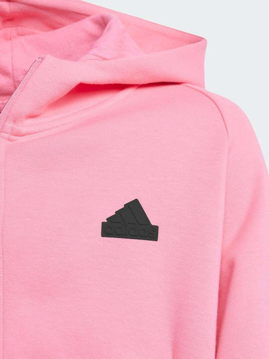 Adidas Athleisure Hooded Sweatshirt with Zipper Pink