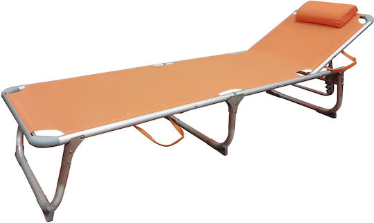 Epiplo-Fos Foldable Aluminum Beach Sunbed Orange with Pillow 190x60x30cm