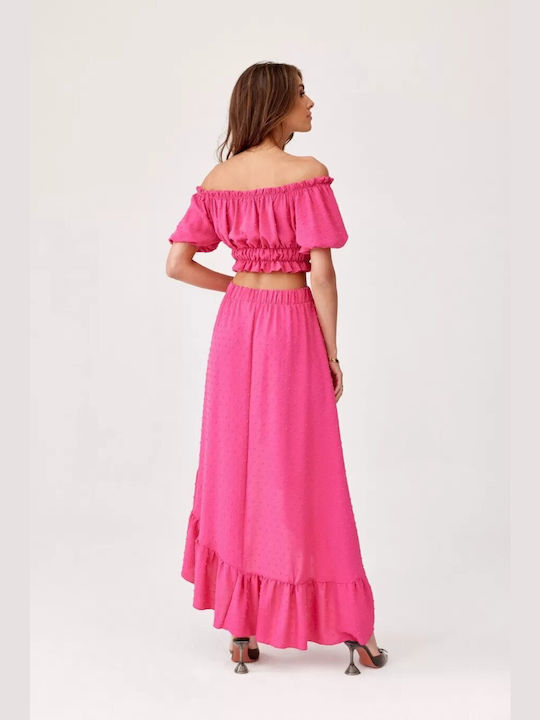 Roco Fashion Set with Maxi Skirt in Fuchsia color