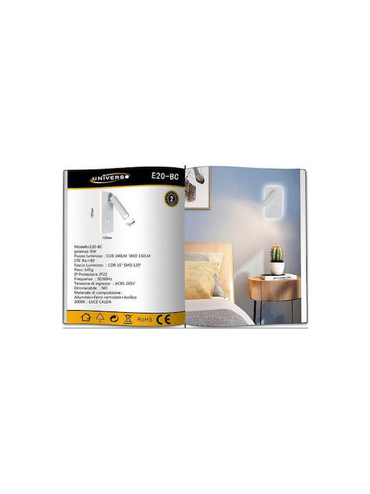 Universo Illuminazione Wandleuchte LED Weiß 18,5x10cm Universo Illuminazione Wandleuchte LED Weiß 18,5x10cm