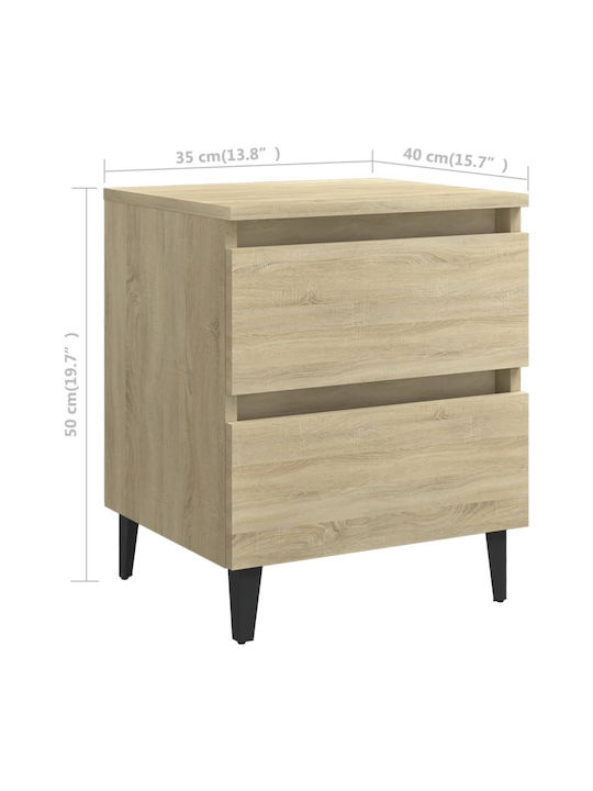 Wooden Bedside Tables 2pcs Sonoma Δρυς 40x35x50cm