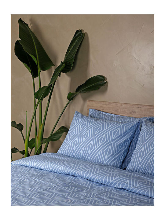 Sunshine Sheet Sets Double with Elastic 150x205+30cm. Cotton Feelings 2042 Blue 4pcs