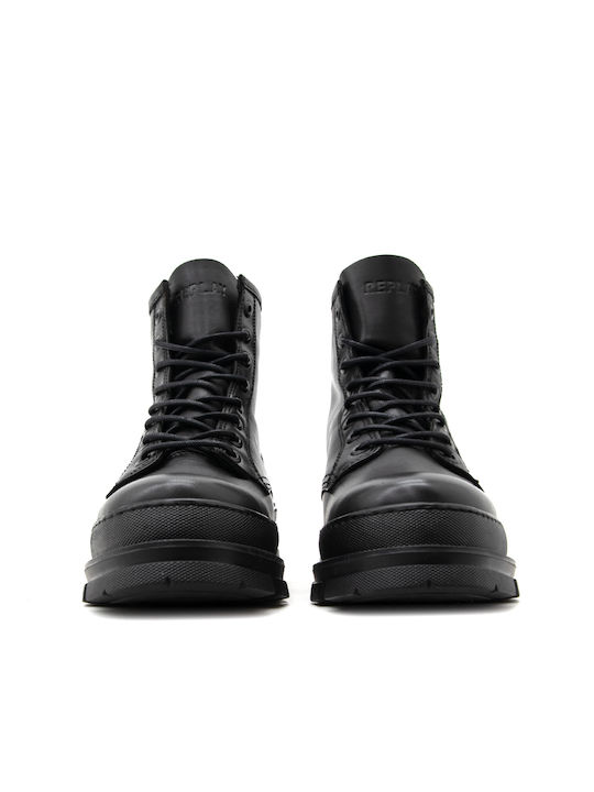 Replay Men's Leather Military Boots Black