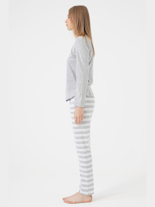 Vienetta Secret Winter Women's Pyjama Set Cotton Gray