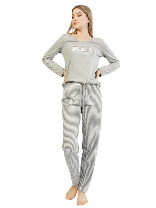 Vienetta Secret Winter Women's Pyjama Set Cotton Gray