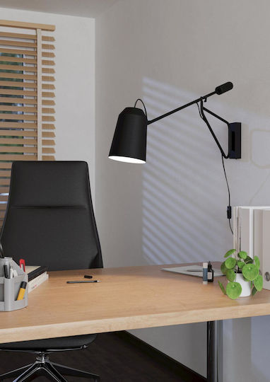 Eglo Loreto Wall Lamp Power Outlet Black 14x14x35cm Eglo Loreto Wall Lamp Power Outlet Black 14x14x35cm