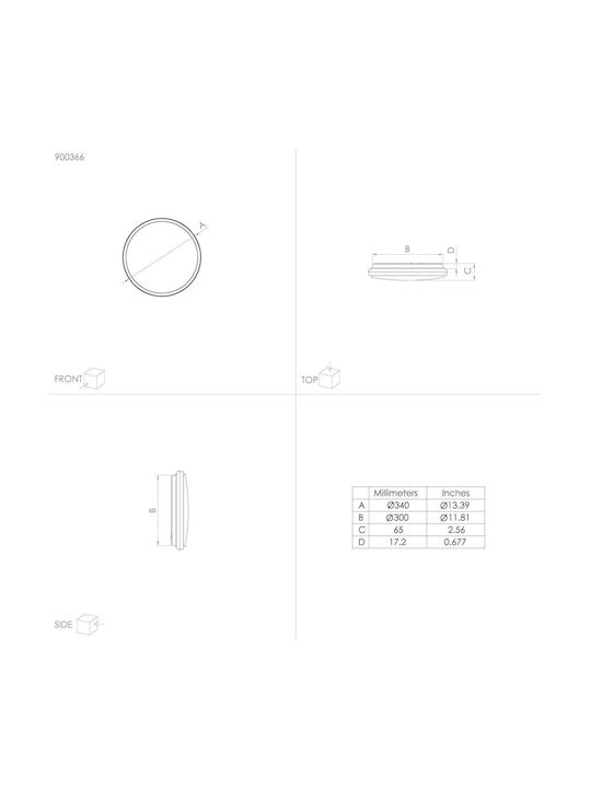Eglo Pinetto Ceiling Mount Light Bathroom 34cm Black with Integrated LED