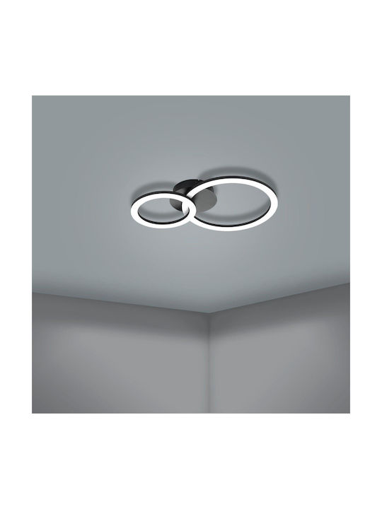 Eglo Parrapos-Z Smart Ceiling Mount Light 44.5cm Black with Integrated LED and Remote Control