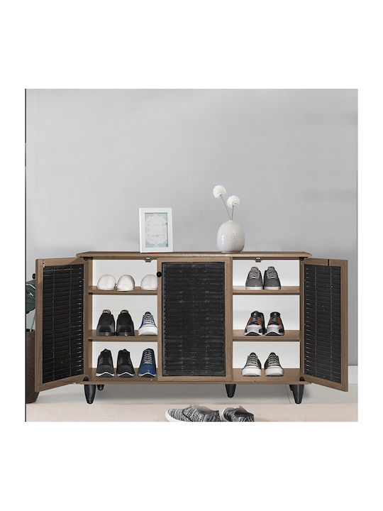 Ronan Wooden Shoe Organizer with 4 Shelves Brown 105x35x66cm