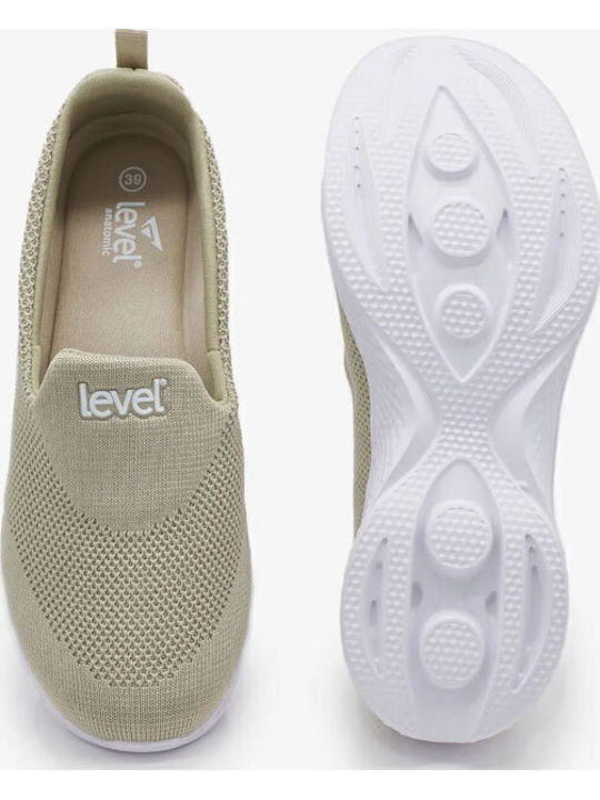 Stoff Anatomisch Damen Slip-Ons Beige