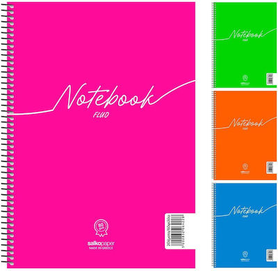 Salko Paper Spiral Caiet Cu dungi A4 2 de Subiecte Salko Notebook Fluo 1buc (Culori diverse)