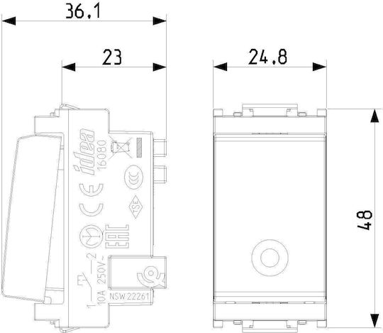 Vimar Front Plate Wall Push Controller Button without Frame Gray 16080