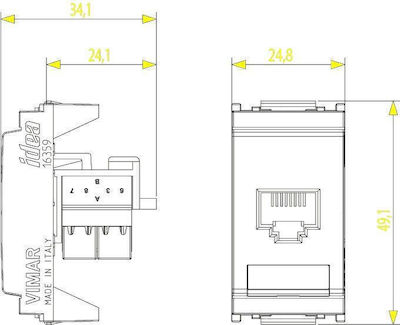 Vimar Front Single Network Socket RJ45 Cat5 Gray 16359.4