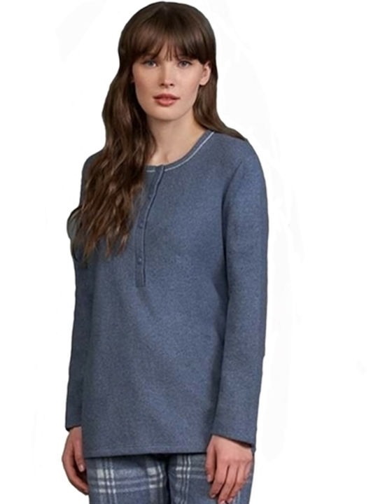 Linclalor Winter Women's Pyjama Set Fleece Blue