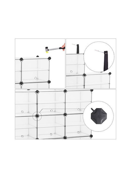 Πλαστική Παπουτσοθήκη με 9 Ράφια Λευκή 123x31x93cm