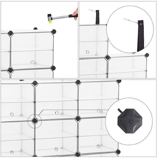 Plastică Suport pentru pantofi cu 9 Rafturi Albă L123xW31xH93cm